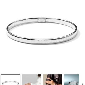 IPPOLITA FLAT Hammered Silver Bangle Bracelet 925 Silver